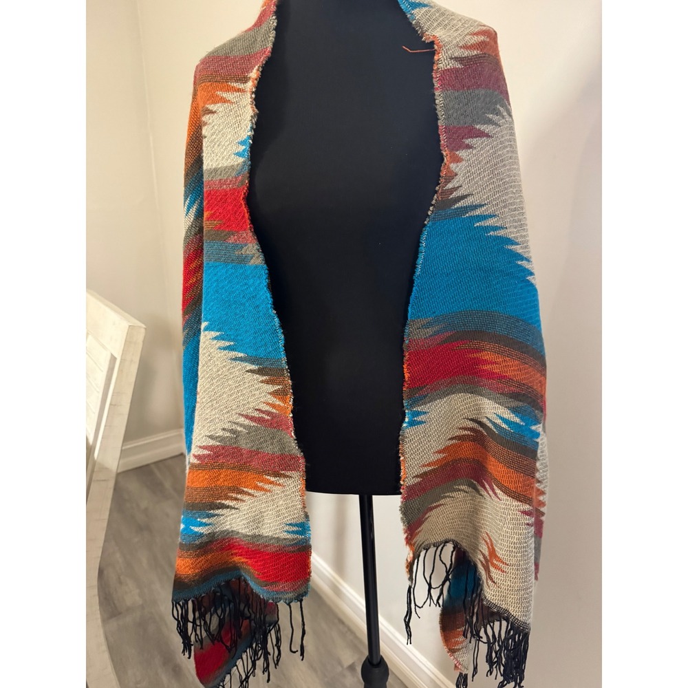 Rue21 etc. Southwestern Geometric Shawl Wrap Fringe Multi-Color OS